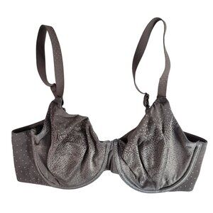 Wacoal Back Appeal Dot Jacquard Bra Gray 34DD Underwire Seamless Cup #855303